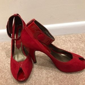 El Dantés Red Peep-toe Heels Formal Shoes